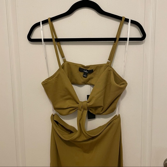 NWT Olive Green Cutout Bodycon Maxi Dress - Picture 8 of 9